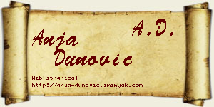 Anja Dunović vizit kartica